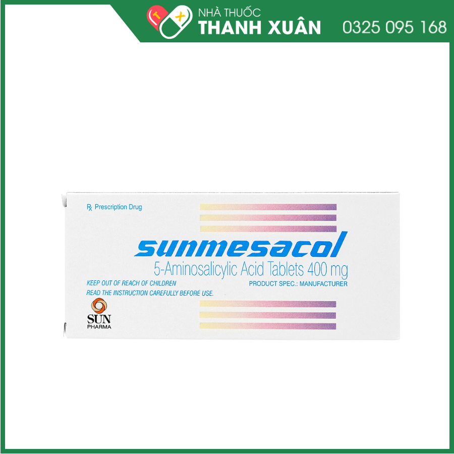 Sunmesacol 400mg trị viêm loét đại tràng (5 vỉ x 10 viên)